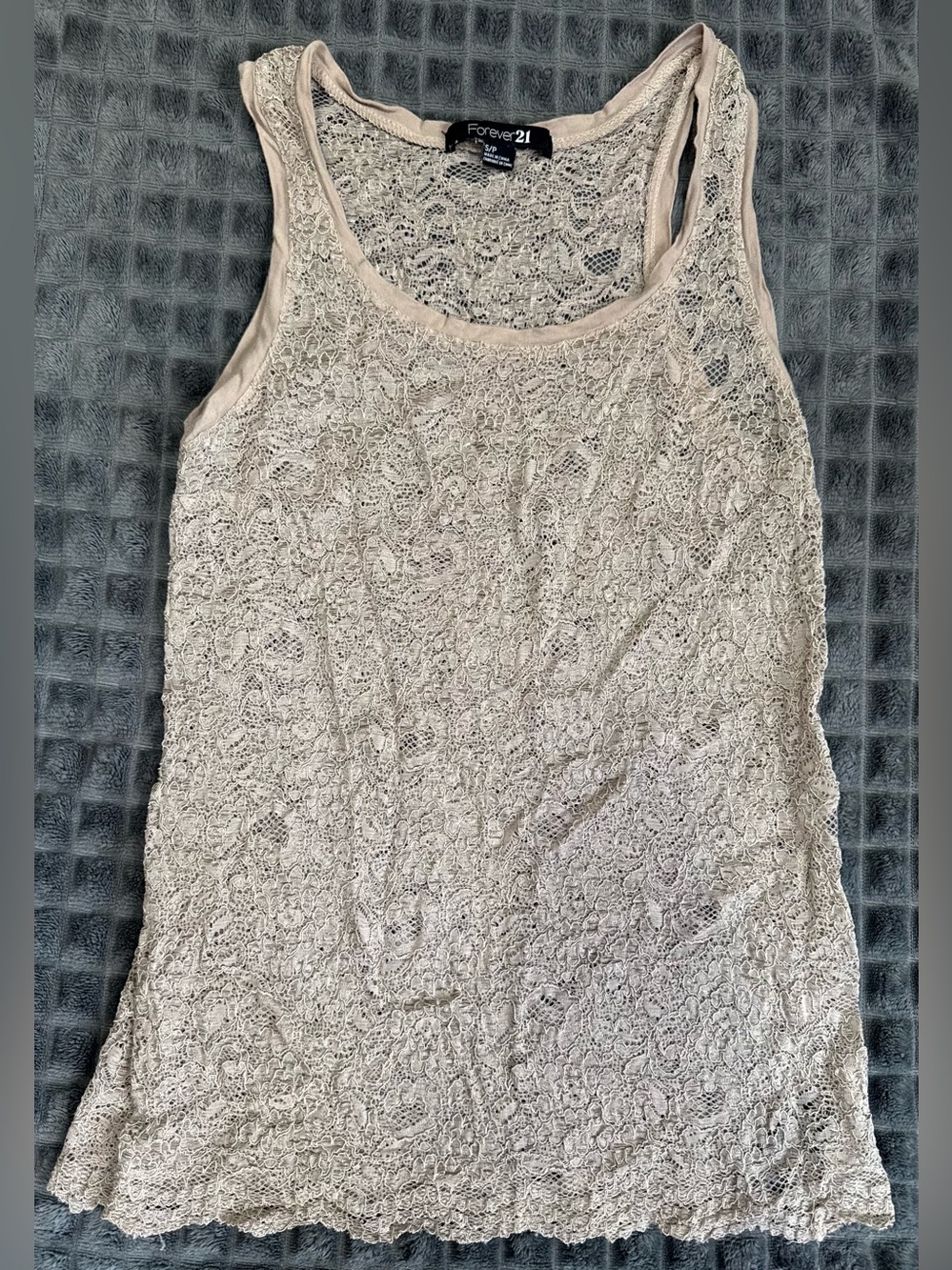 ❤️ Forever 21 S Small Cream Lace Tank Top Shirt Blouse (B8)